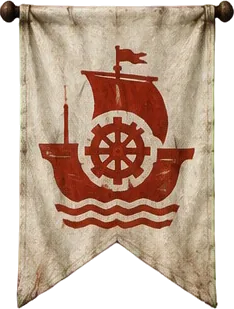 Panji kapur bergambar kapal cog