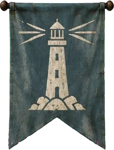 Panji abu laut bergambar mercusuar
